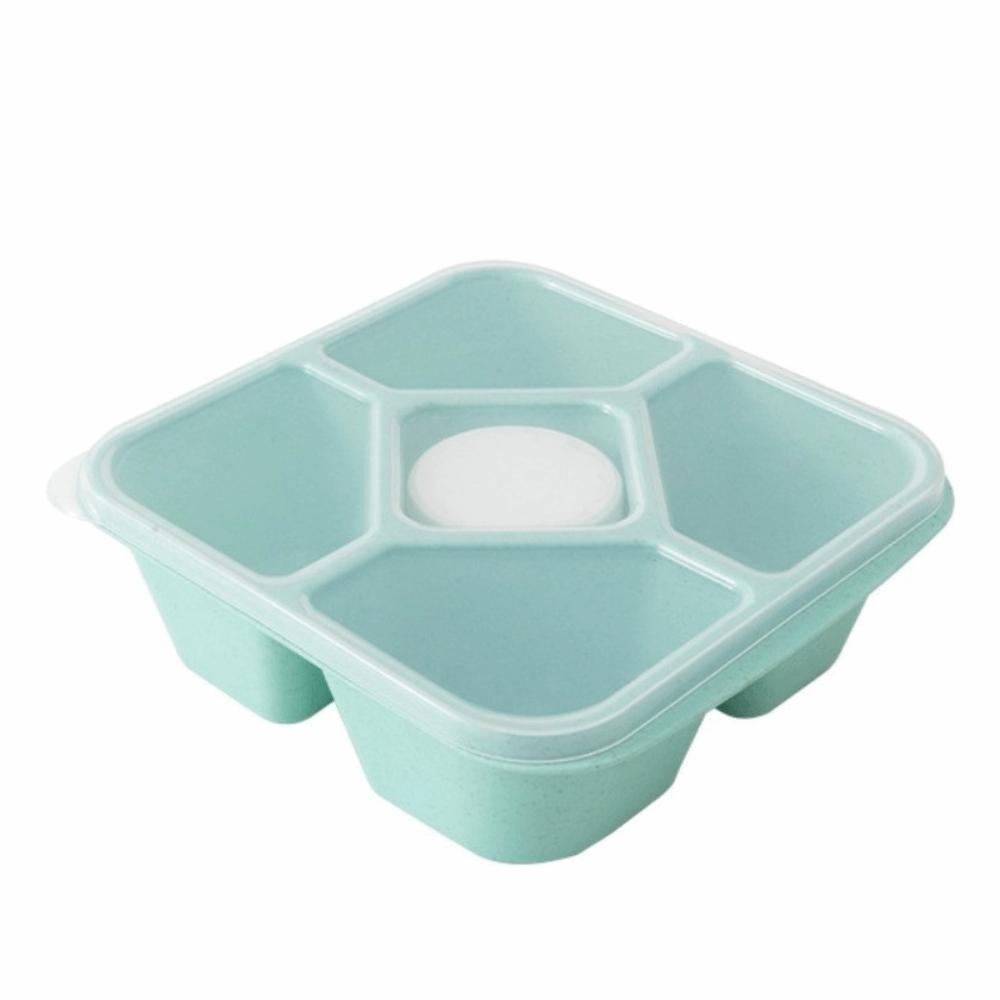 New Wheat Straw Snack Containers 5 Compartments Microwave Safe Food Storage Boxes Reusable Meal Prep Lunch Box for Adults