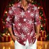 Men's Casual Long Sleeve Button Down Shirt with Christmas Print for Fall and Winter