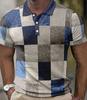 Comfortable Short-sleeve Checkered Polo Shirt, Trendy Casual Top for Men.