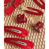 Korea France Red Christmas Bow Hair Clip, BB Hairpin, Acetate Hair Accessory