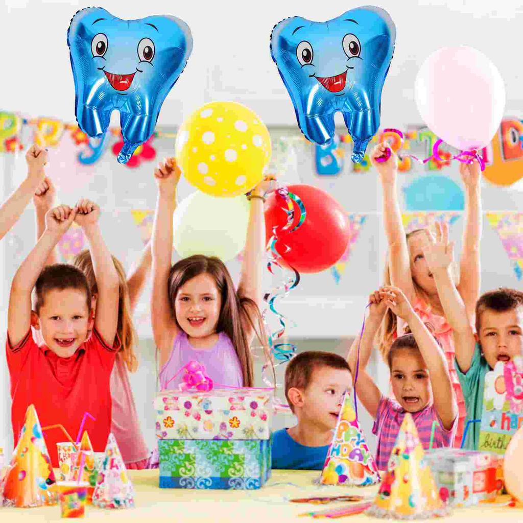 4 Pcs Tooth Balloon First Balloons Baby Shower Portable Dental Inflatables Aluminum Film Party Child