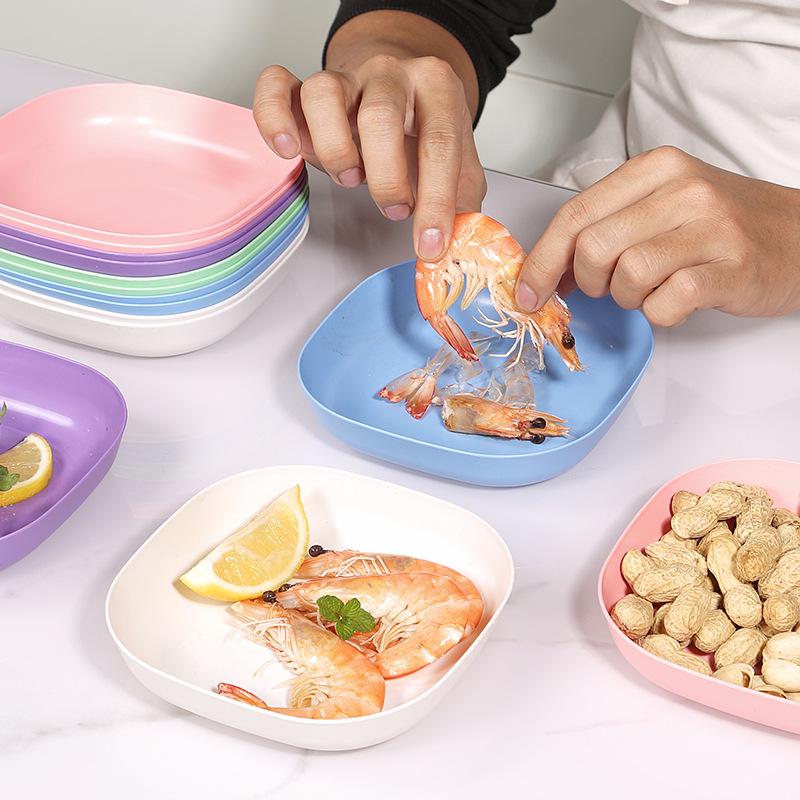 Creative Wheat Straw Japanese Tableware Set - Small Plates for Snacks, Nuts, Appetizers, Candy with Base