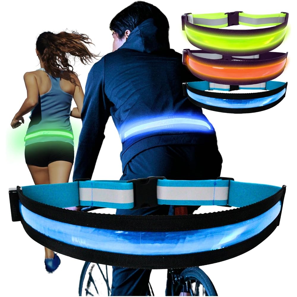 Terui Running Light LED Rechargeable Reflective Band for Walking Jogging Night Cycling Blue
