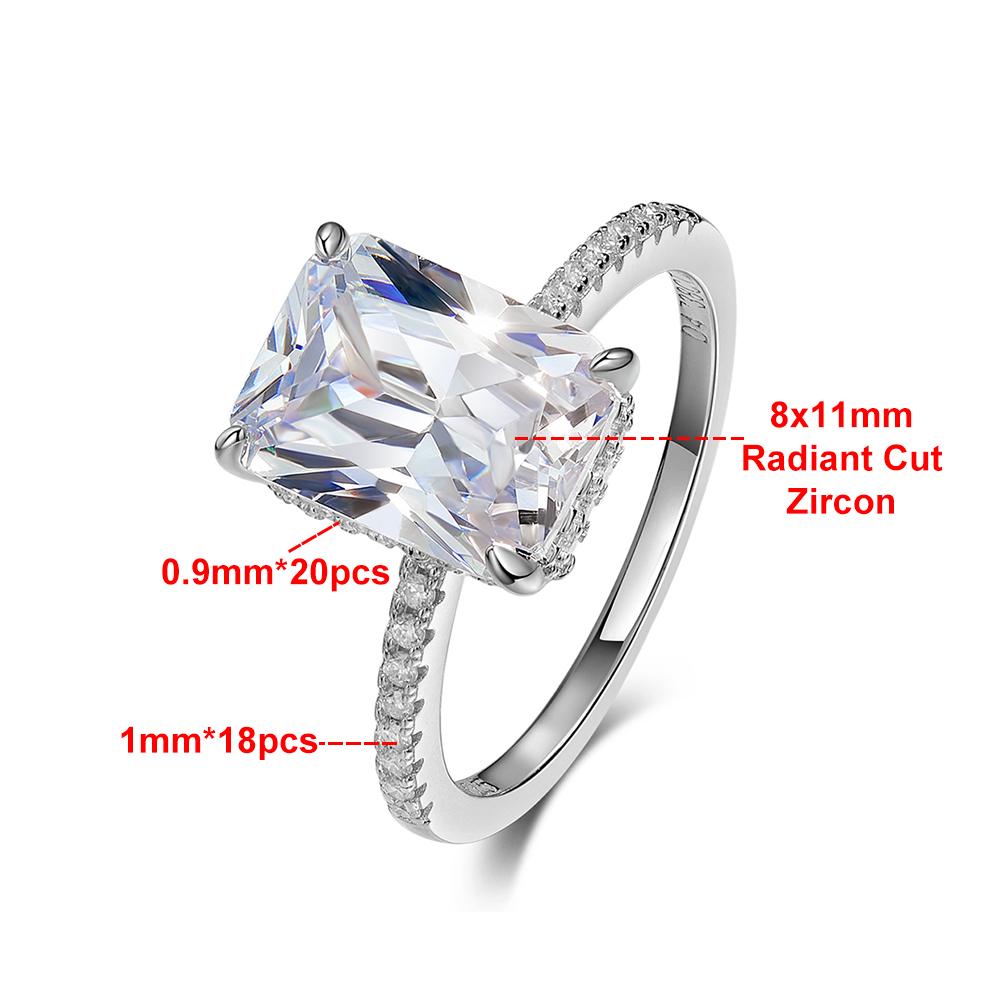4.5 Carat Radiant Cut Full Moissanite Engagement Rings CopperHidden Halo Diamond Ring Wedding Bands Jewelry Gift