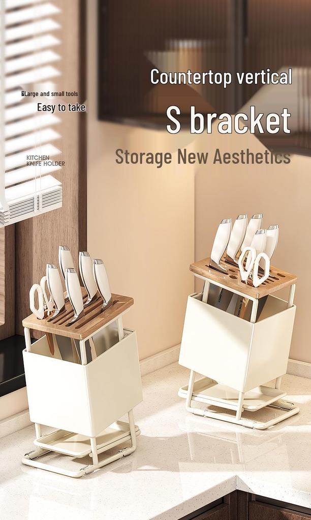 Anti-Mold Multifunctional Knife Holder and Kitchen Countertop Storage Rack