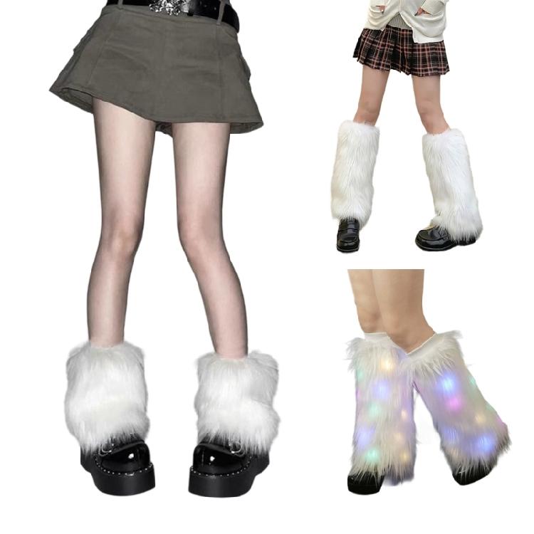 Faux Furs Leg Warmer,Y2K Warm Cozy Fuzzy Leg Warmer Boot Cuffs Cover for Womens