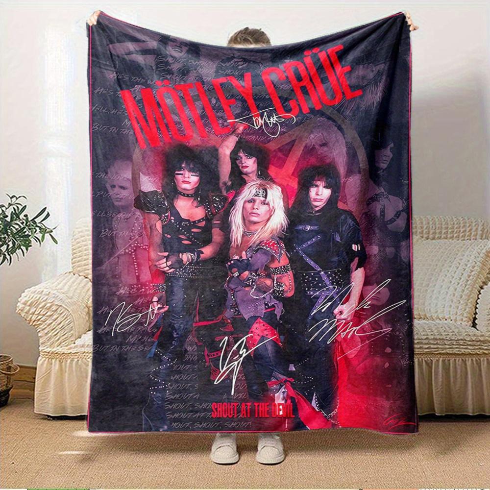 1pc Motley Crue,Glam Rock,ClowneTheme Digital Printed Flannel Blanket, Super Soft Plush Fleece Bed Cover, Multi-Function Four Seasons Hypoal