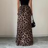 Retro High-end Fashion Leopard Print Skirt Women's Summer Temperament Leopard Print High Waist Thin A Word Medium and Long Skirt