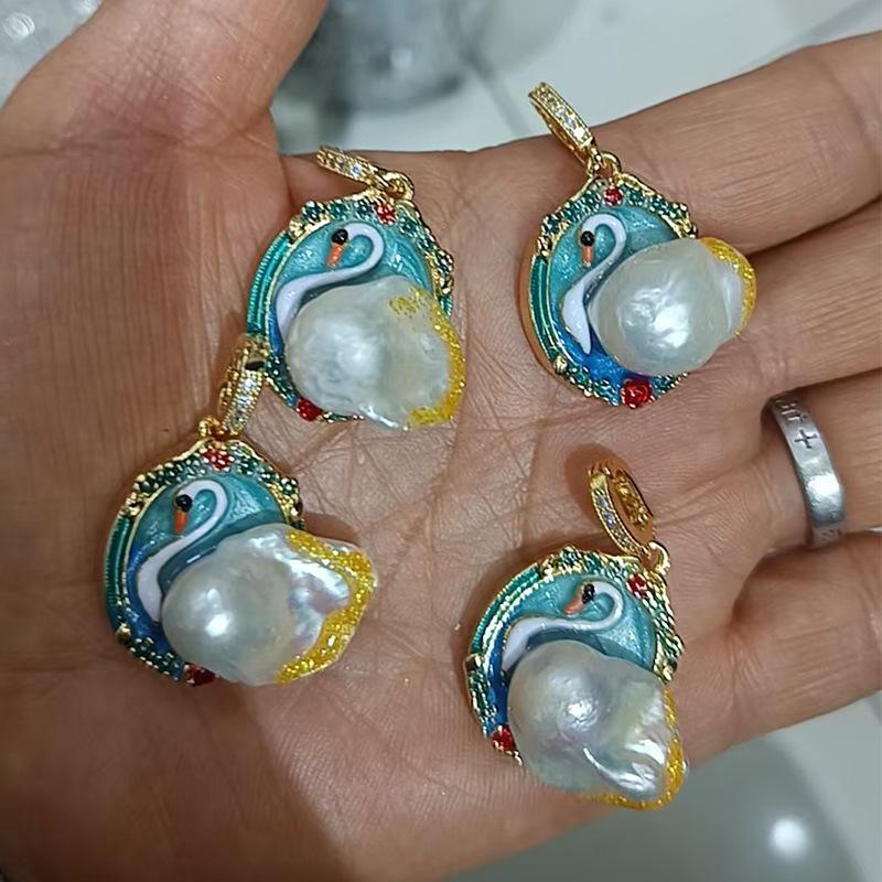 Beliebte Mittelalterliche Ölmalerei Perlenanhänger Halskette – Exquisites Retro DIY Schmuckaccessoire