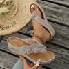 Large-Size Wedge Floral Thong Slippers – Summer New Fashionable Toe-Post Slide Casual Sandals for Women