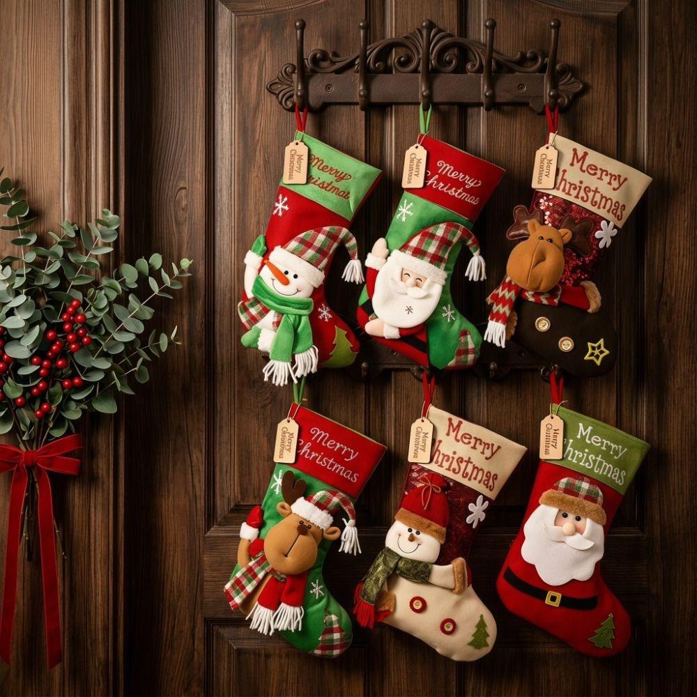 Santa Claus Xmas Tree Hanging Decoration Large Capacity Candy Bag Christmas Stockings New Year