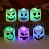 6Pcs Halloween Pumpkin Ghost Candle Lights, Color Glowing Lamp Spooky Haunted House Props For Party Home Bar Horror Themed Decor