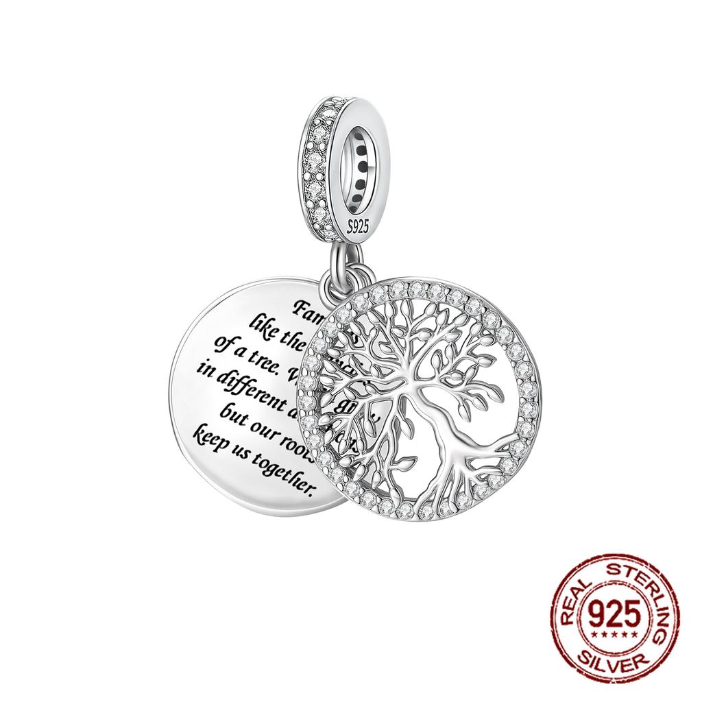 Charms Beads Copper Solid Color Letter Family Forever Tree Of Life Zircon Beads Fit Diy Bracelets Jewelry