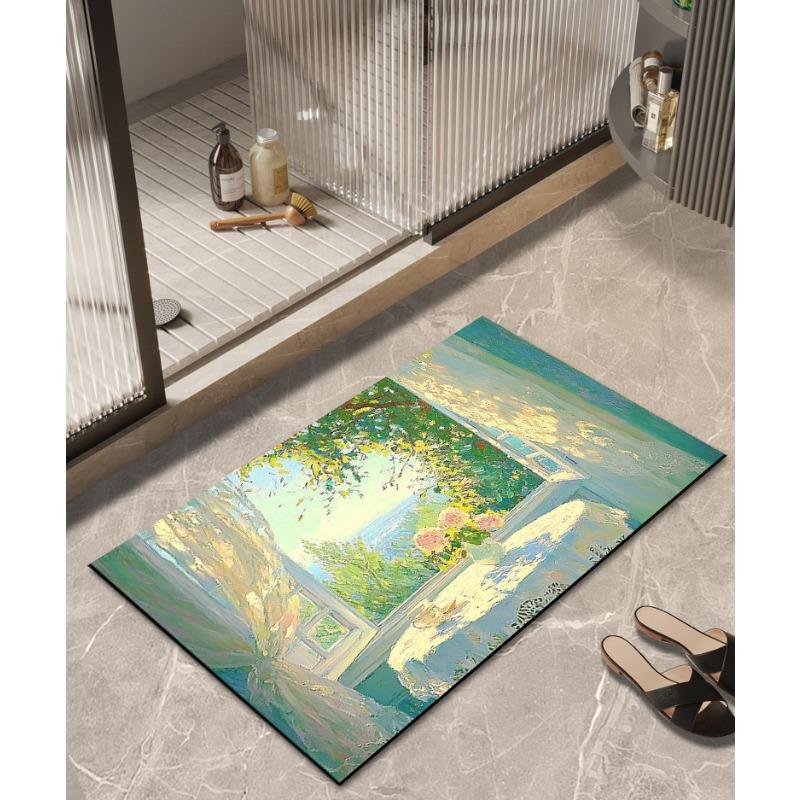 Festive Diatom Mud Floor Mat, Water-absorbent, Non-slip, Quick-drying Bathroom Floor Mat, Bathroom Door Mat, Stain-resistant Carpet At Kitchen Door