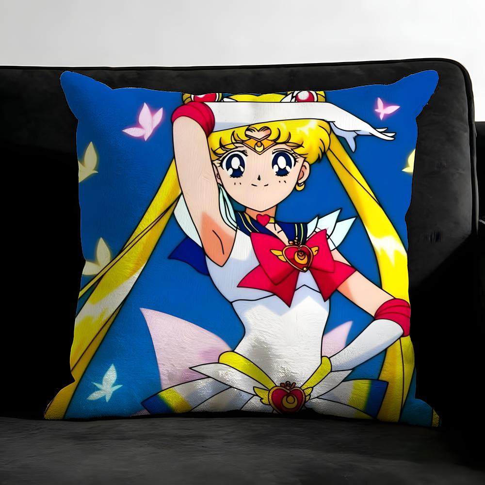 S-Sailor Moonn Anime Cushion Cover Pillowcase Ultra Soft Skin Friendly Fabric Cloud Like Comfort & Concealed Zipper