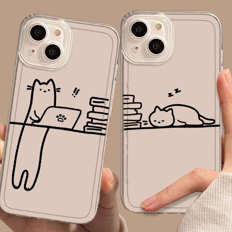 Cheers & Working Cats Couple Funda iPhone Cases For iPhone 17 16 15Pro Max 11 12 13 14Pro Plus Shockproof Celulares Phone Case