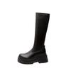 Women's leather boots new heightened thick-soled elastic thin boots but knee-high knight boots Spice girls high-heeled boots women