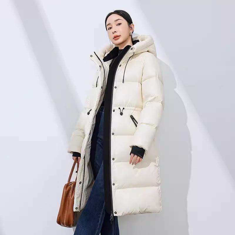 

Cold-resistant white duck down long down jacket for women 2025 winter thickened couple over the knee high-end warm jacket tide L білий