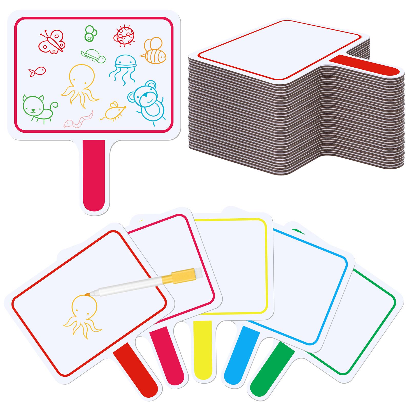 

24 Pack Colorful Dry Erase Answer Paddles Handheld Double Sided Paddles Mini White Boards White Board Dry Erase Signs Auction Wh разноцветный