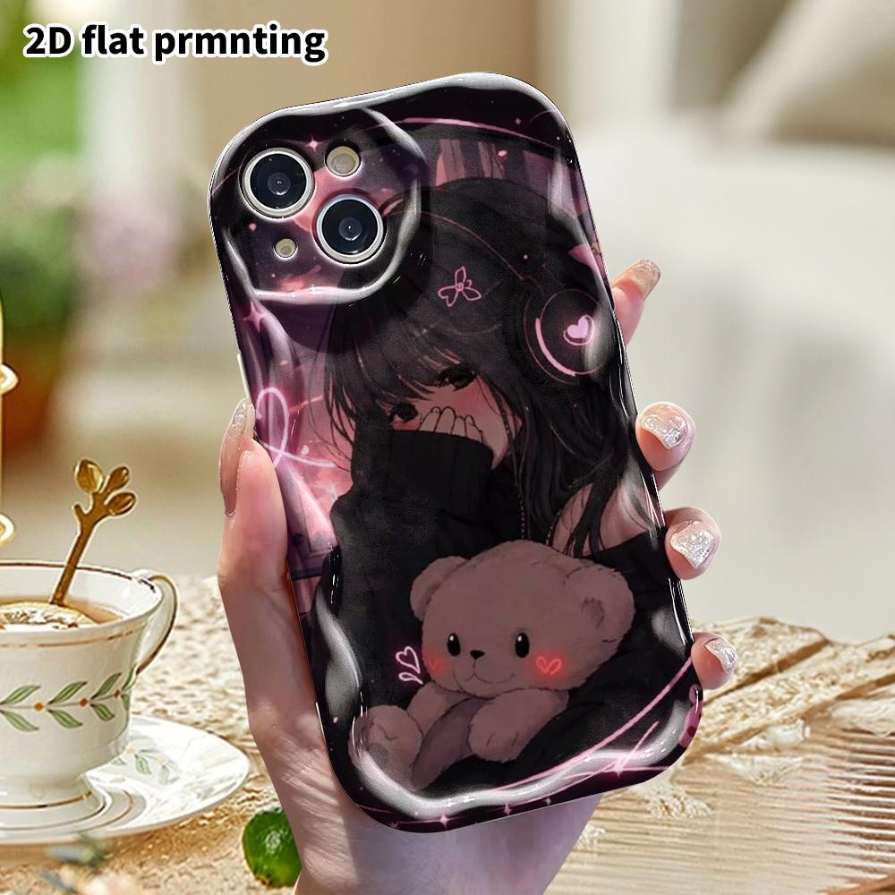 Phone case: 2D flat, suitable for iPhone 18 17 16 15 14 13 12 Pro, anime girl, perfect Christmas and Halloween holiday gift