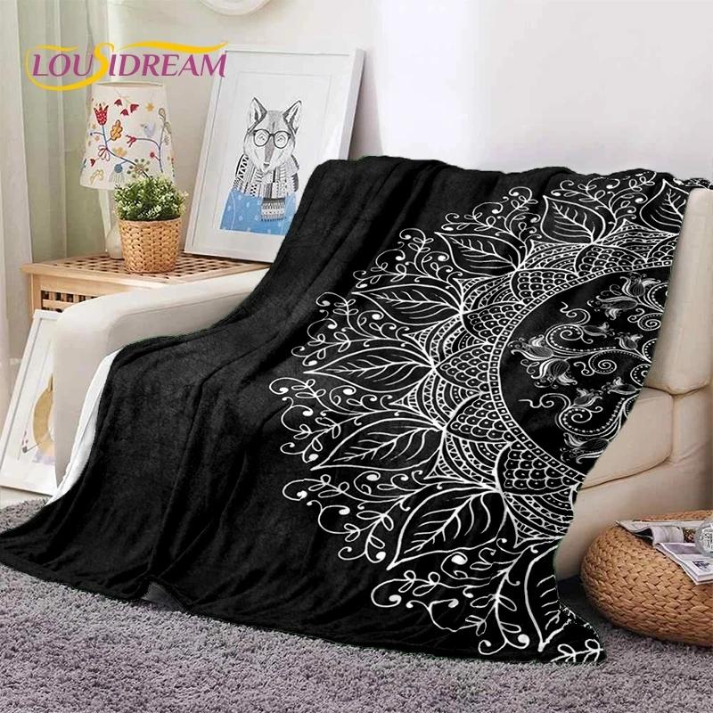 3D Mandala Yoga Flower Bohemia Meditation Nature Soft Flannel Blankets,Throw Blanket Comfortable Blanket for Picnic Beds Bedroom