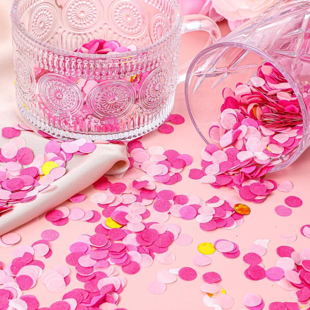 Bewudy 8000pcs Tissue Confetti Dots Table, Pink Party Confetti for Birthday Graduation Wedding Toss Groovy Fall Autumn Party