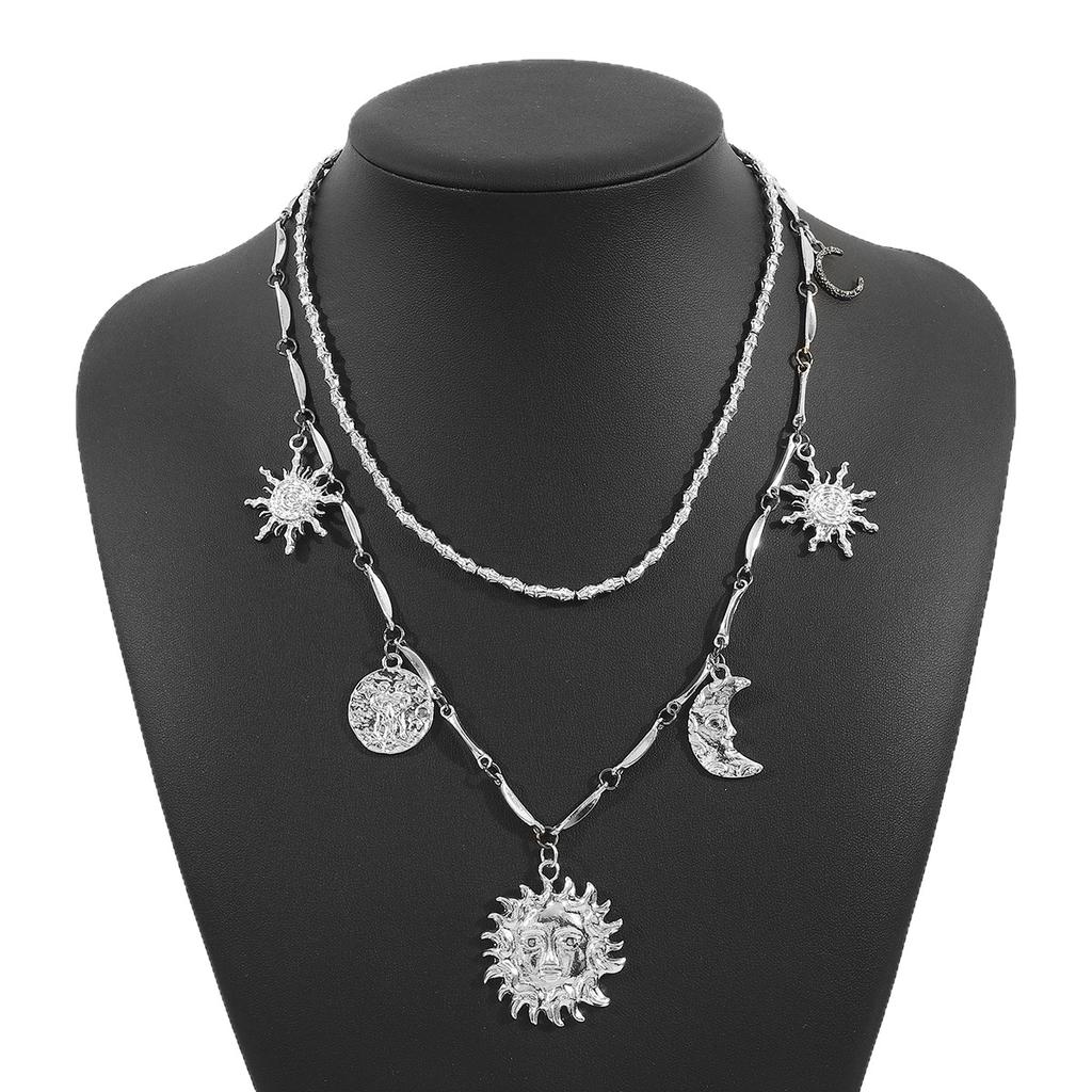 Women New Moon Star Universe Pendant Fashion Vintage Personality Multi Layer Necklace For Women