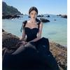 Seaside Vacation Black Tube Top + High-waisted Skirt Two-piece Set Summer Thin Temperament Dress