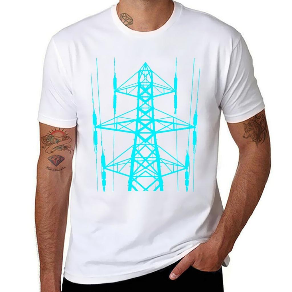 PYLON. ELECTRICITY. ENERGY. POWER. BLUE T-Shirt Man T Shirts for Men Funny T Shirts Dark Humor T-Shirt