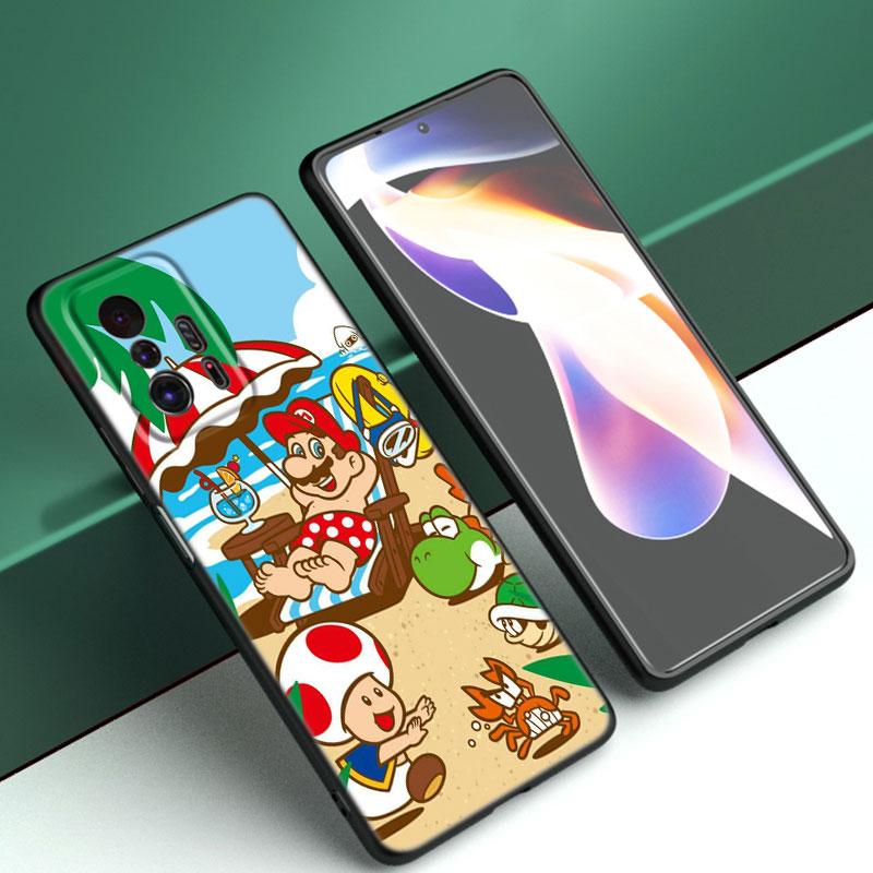Game Super M-Mario Black Silicone Phone Case For Xiaomi Mi 9 SE 8 10T 11 12 13 Lite 9T 11T 12S 12T 13T 14 Pro 5G NE 11i 12X