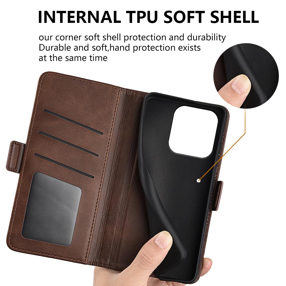 For Honor X6b 4G Stand Case Calf Texture Leather Wallet Phone Cover