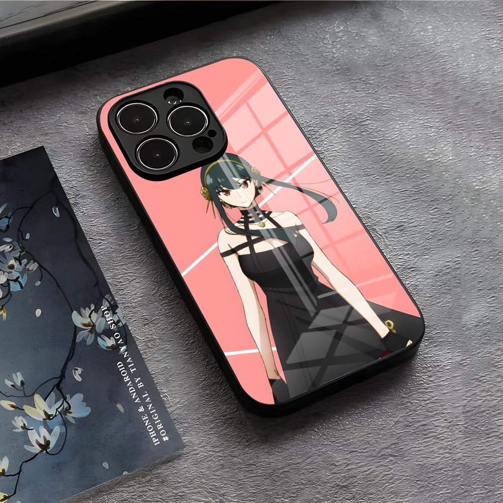 Yor F-Forger Phone Case For IPhone 17 Air 16 E Pro Max 15 14 13 Mini 12 Pro 11 Max Plus Black Glass Cover