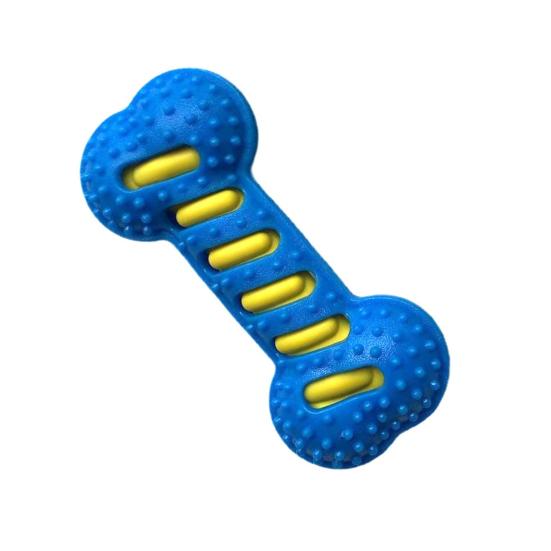Dog Bone Toy Squeaky Chew Toy Textured Rubber Bone Safe Teeth Cleaning Toy for Teething Puppies And Large Dogs Oral Care