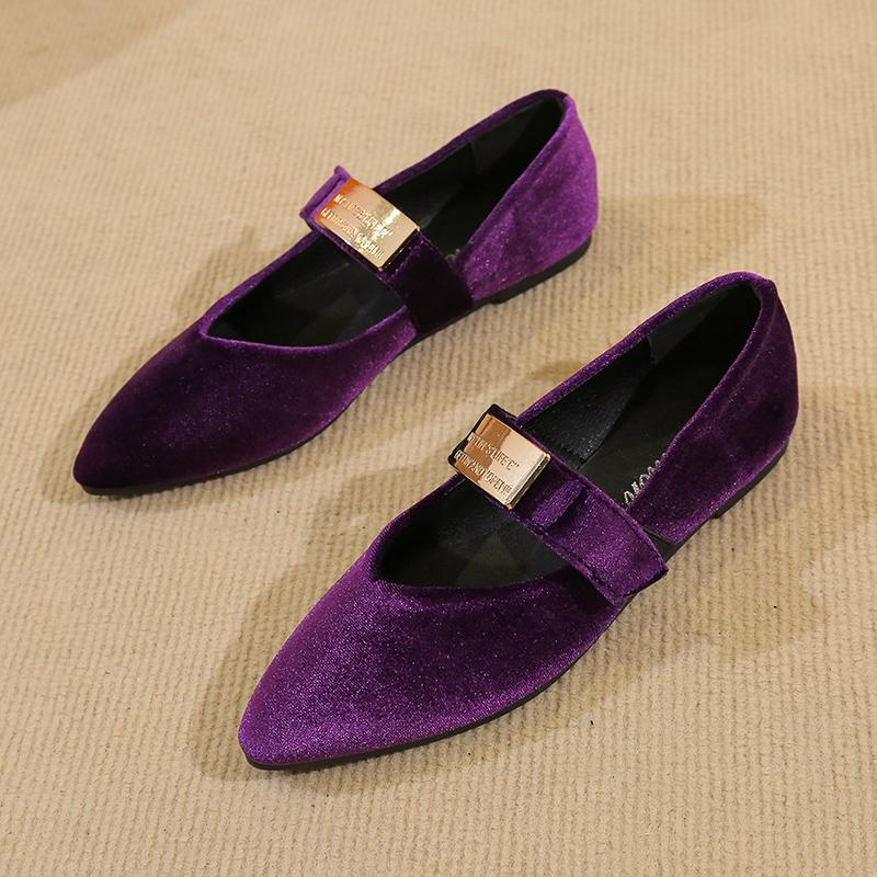 Women's Shoes Slip-on Women's Flats Metal Decoration Dress Flats Women Sexy Pointed Toe Flat Low Heels