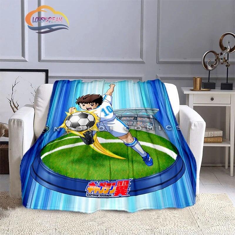 Captain Tsubasa Cartoon Blanket  Football Kicers Series Flannel Wool Air Conditioner  Warm Sofa Cover  Nap