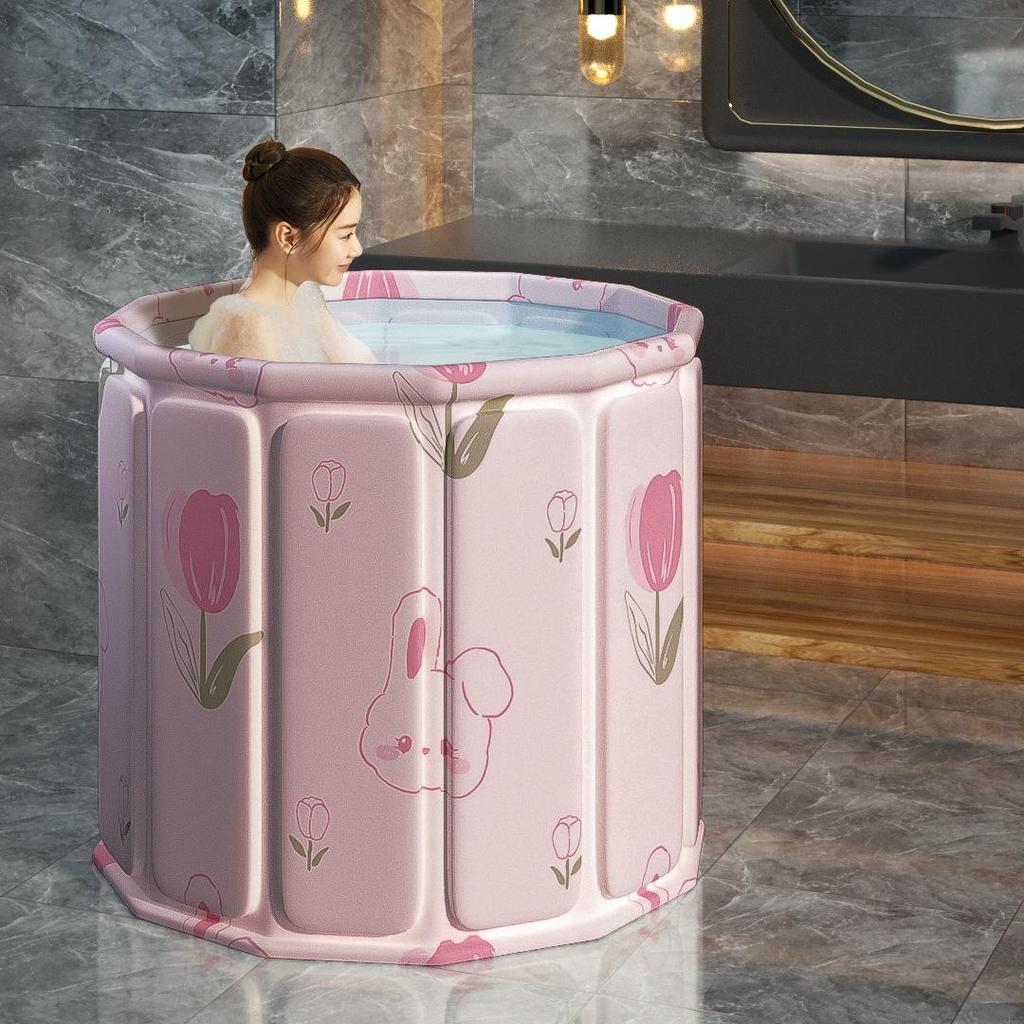 Portable Adult & Child Folding Bathtub: Full-Body Sit-In Bath Basin for Home Use