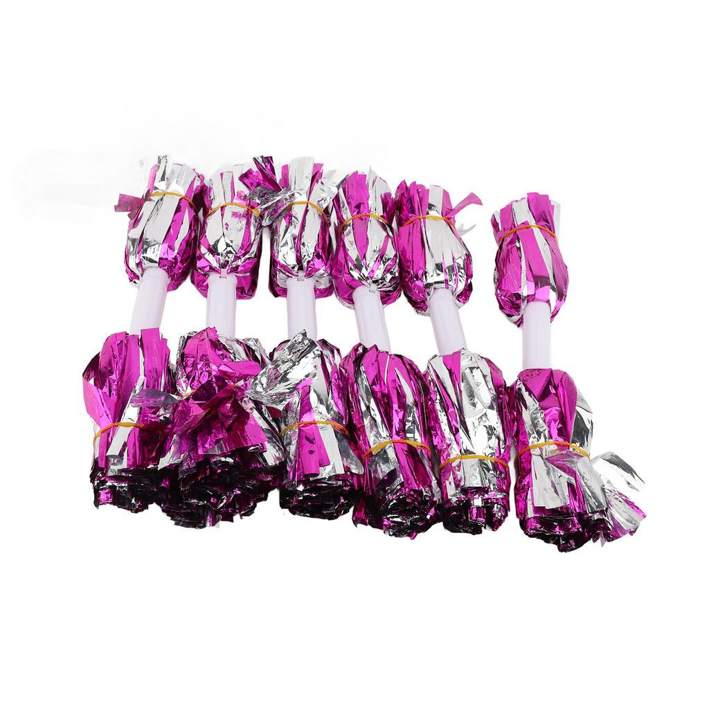 6PCS Cheerlding Poms with Handle Double End Shiny Cheer Poms for Sports Game Party Dance Celebrations