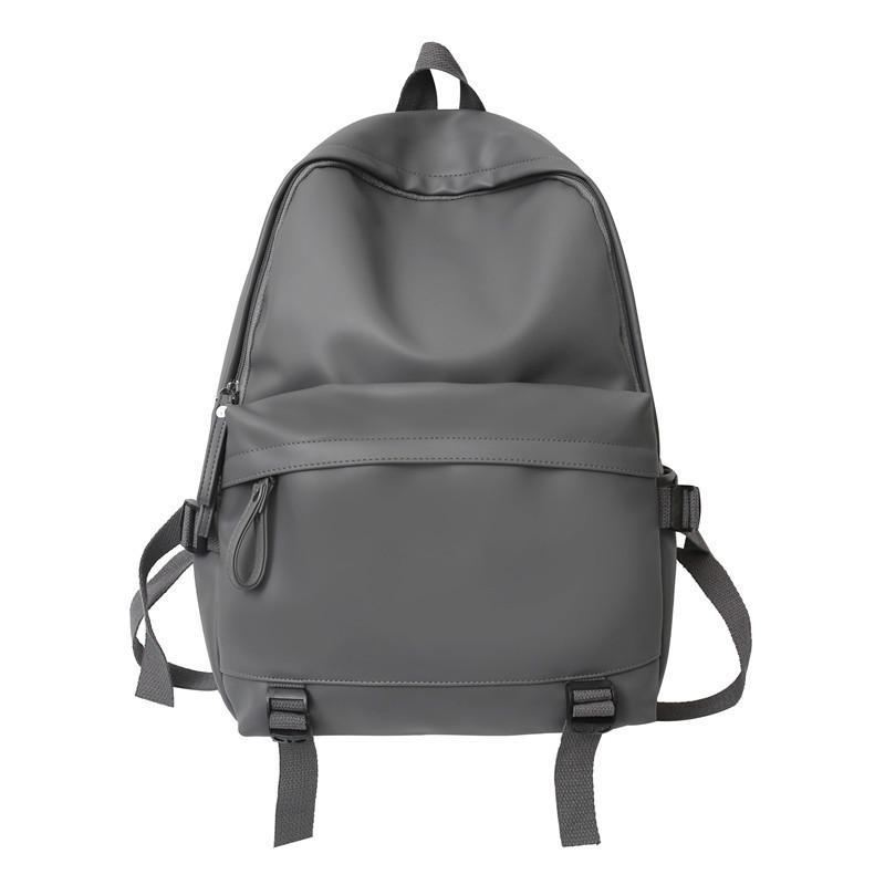 Cool backpack men's leather PU large-capacity college style casual backpack Japanese simple college student schoolbag women