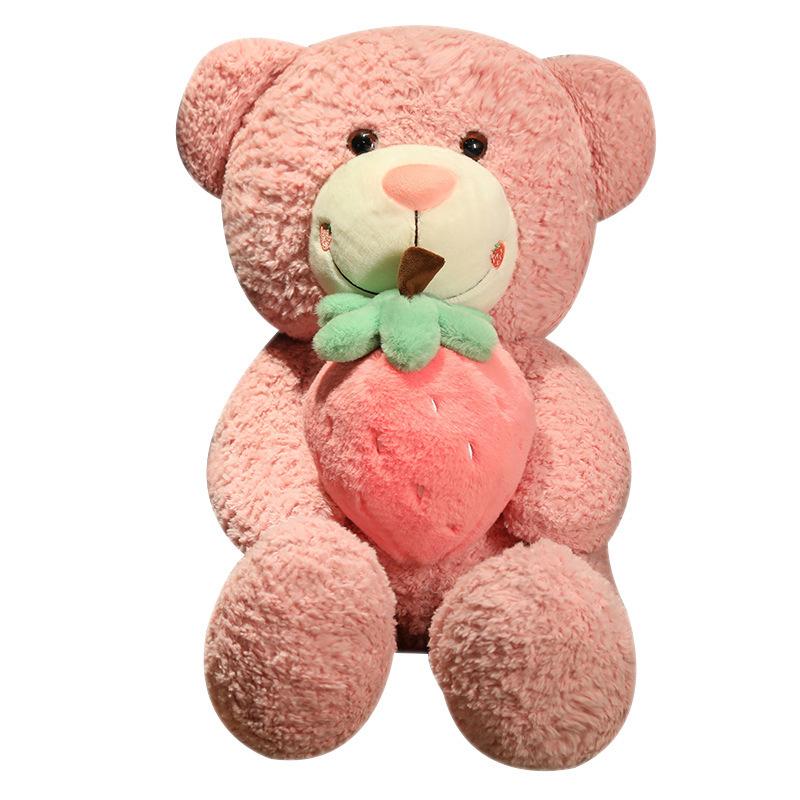 Pink Strawberry Bear Doll Large Strawberry Teddy Bear Plush Toy Doll Girl Sleeping Doll Bear Pillow