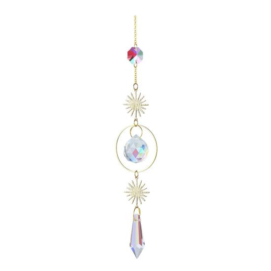 Faux Crystal Suncatcher, Colorful Prisms Window Hanging Sun Catcher, Moon Sun Rainbow Maker Chain Pendant for Garden Home Decor