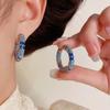 French Retro Blue Geometric Circle Ear Cuffs - Elegant Ethnic Style Statement Earrings