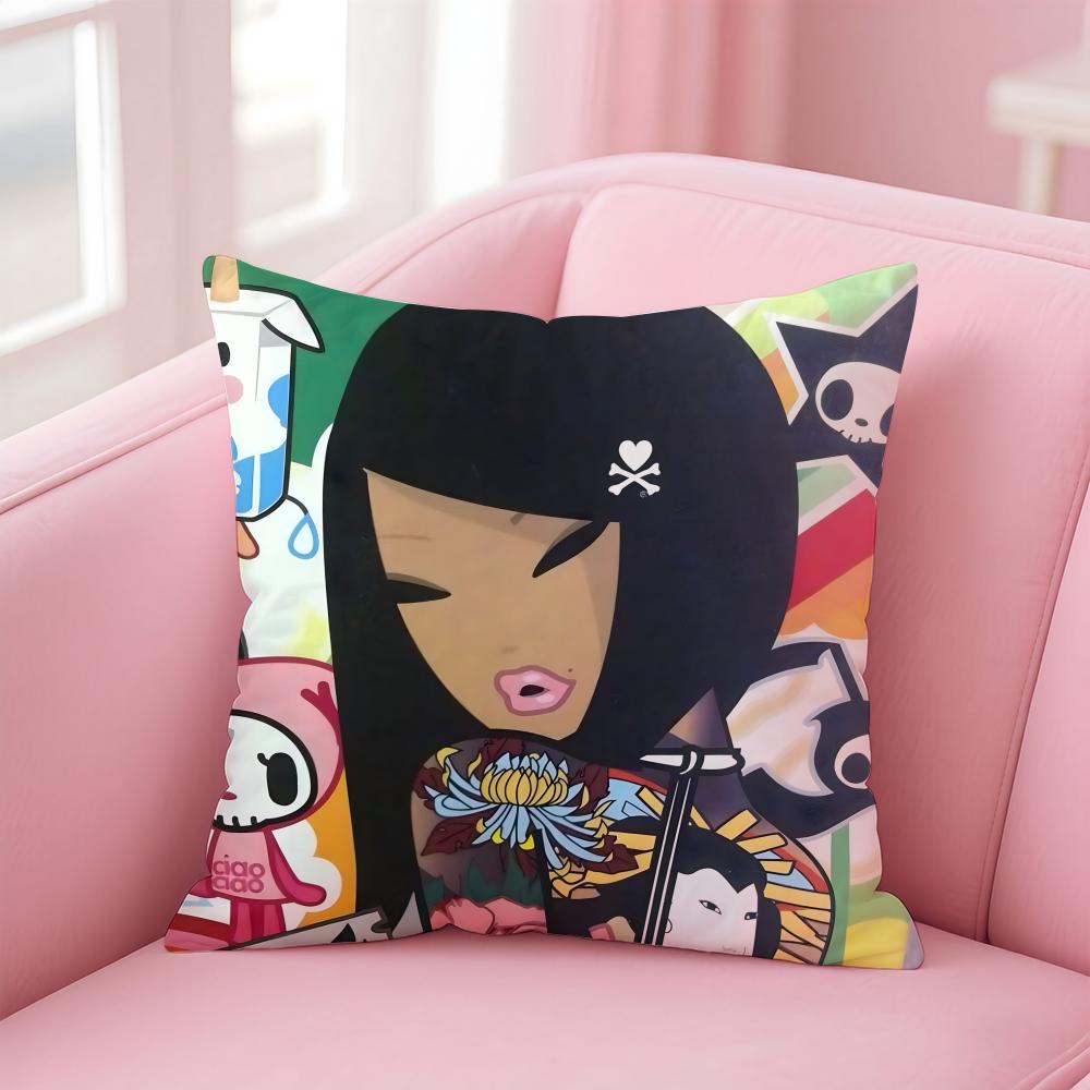 T-Tokidoki Cushion Cover Home & Car Multi-Scene Pillow Cover - Reversible, Soft & Durable for Daily Use