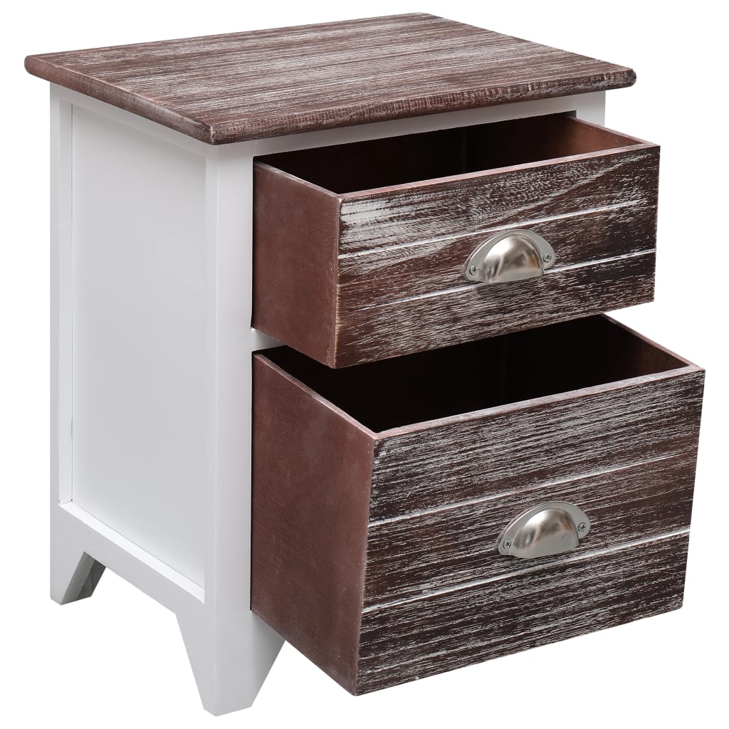 Nightstand Brown and White 38*28*45 cm Paulownia Wood