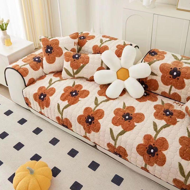 Winter Milk Plush Sofa Cushion Wholesale Anti Slip Plush Cushion Nordic Ins Style Thickened Sofa Cover Sofa Couch  Cubre Sofa