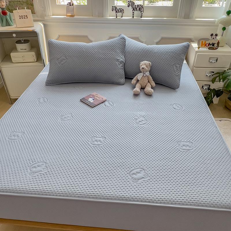 New Quilted Fitted Sheet, Washed Cotton Single Piece All-inclusive Bed Cover, Mattress Protector, Dormitory Single All-inclusive Bed Sheet