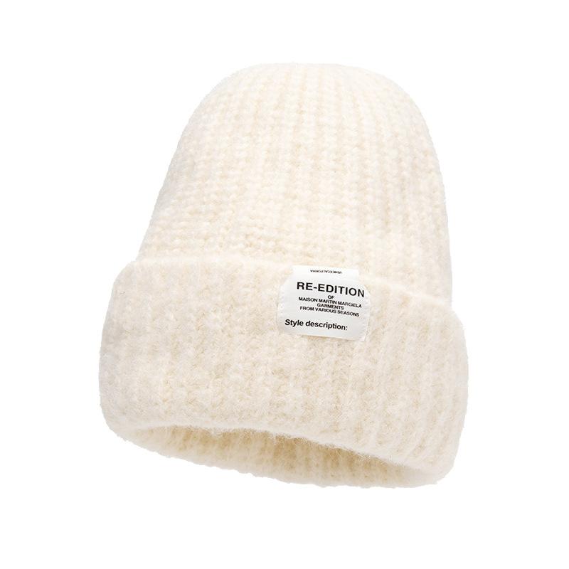 

Вязаная шерстяная шапка для мужчин и женщин с большой окружностью головы, теплая шапка для защиты ушей на осень и зиму бежевый