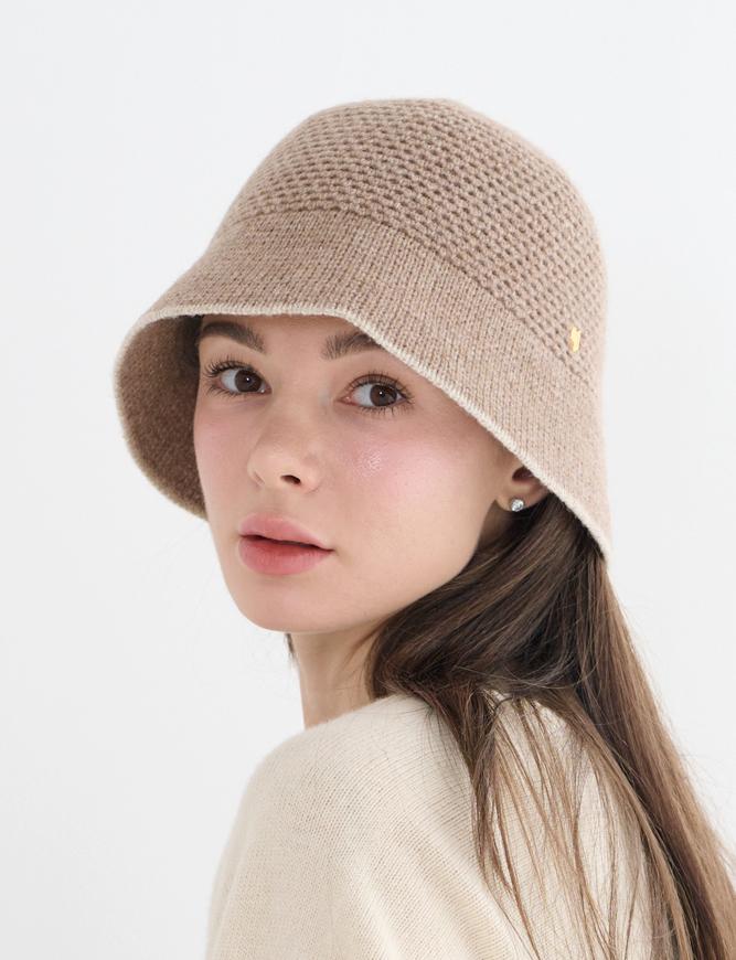 Koipeu Wool Knit Waffle Color Block Bucket Hat Cf073Ht036 Bei