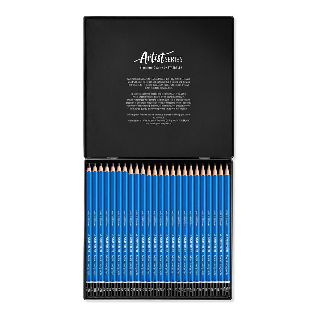 Staedtler Mars Lumograph Pencil 24 Hardness Drawing 100 G24 Black Set, Grades, Pencils,