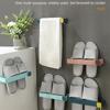 Wall Mounted One Piece Shoe Rack Bathroom Slipper Shelf No Punching Space Saving Shelf Bathroom Hanging Holder