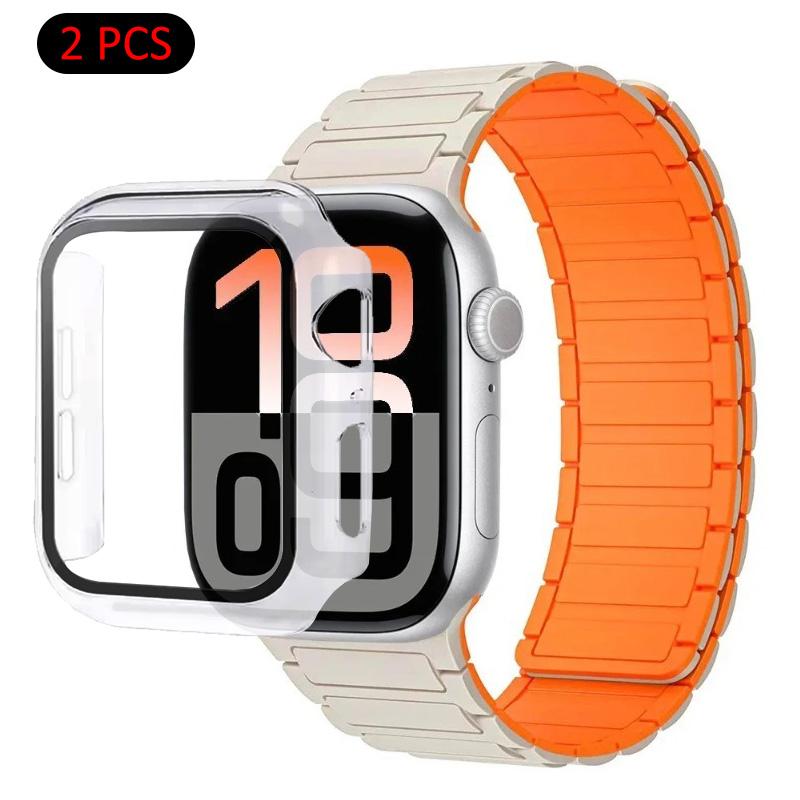 Silicone Strap+Case For Apple Watch Ultra 3/2/1 49mm 11 10 46mm 42mm Magnetic Band iWatch 9 8 7 45mm 41mm 6 5 SE 44mm/40mm Cover